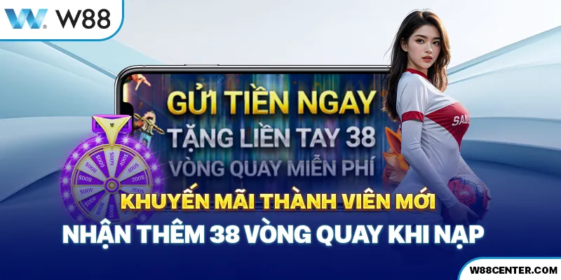 Khuyến mãi thành viên mới nhận thêm 38 vòng quay khi nạp